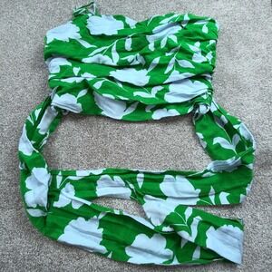 Kate Spade Floral Linen Blend Smocked Back Wrap Tie Crop Top Adjustable Strap XL